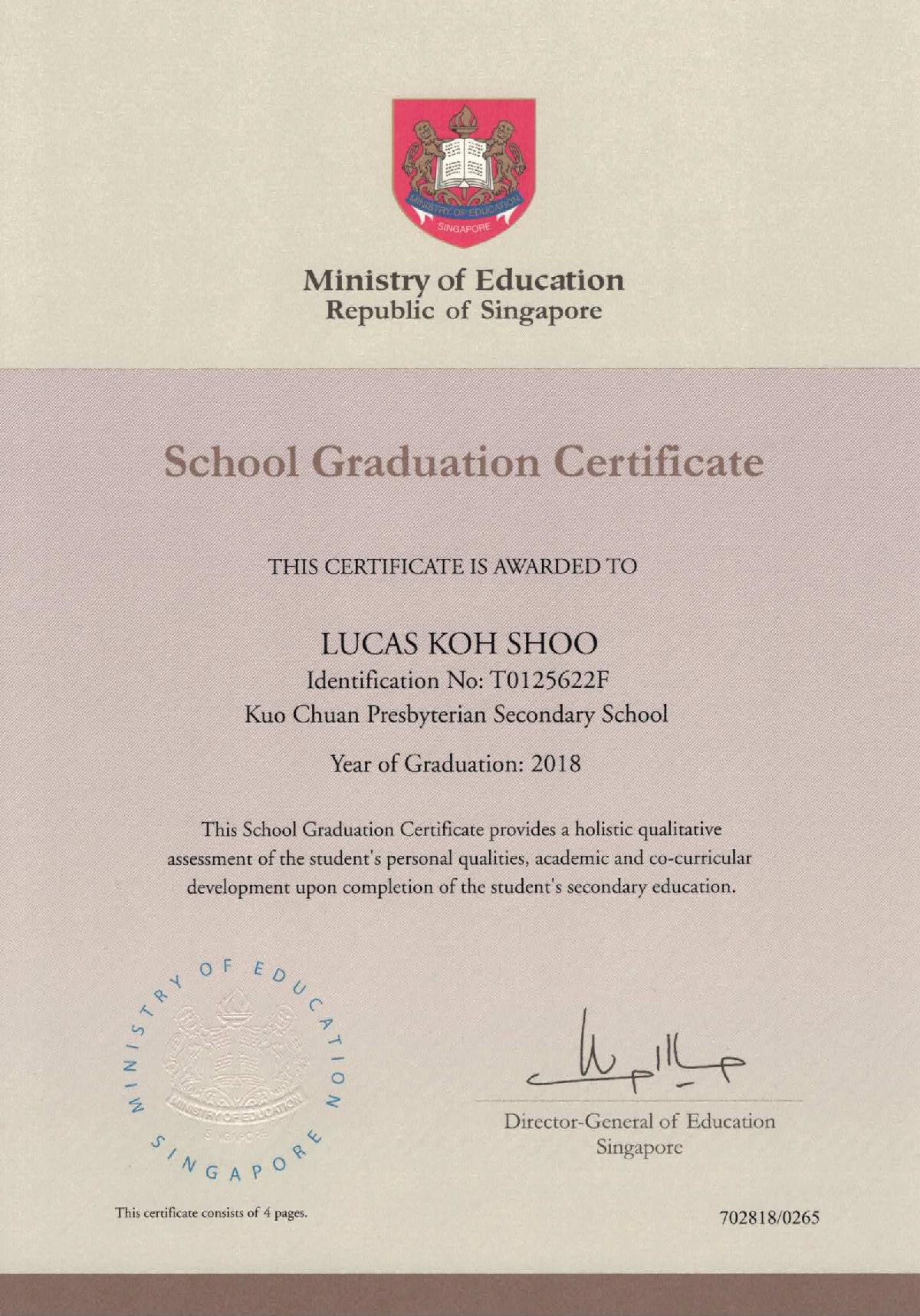 secondary school graduation certificate