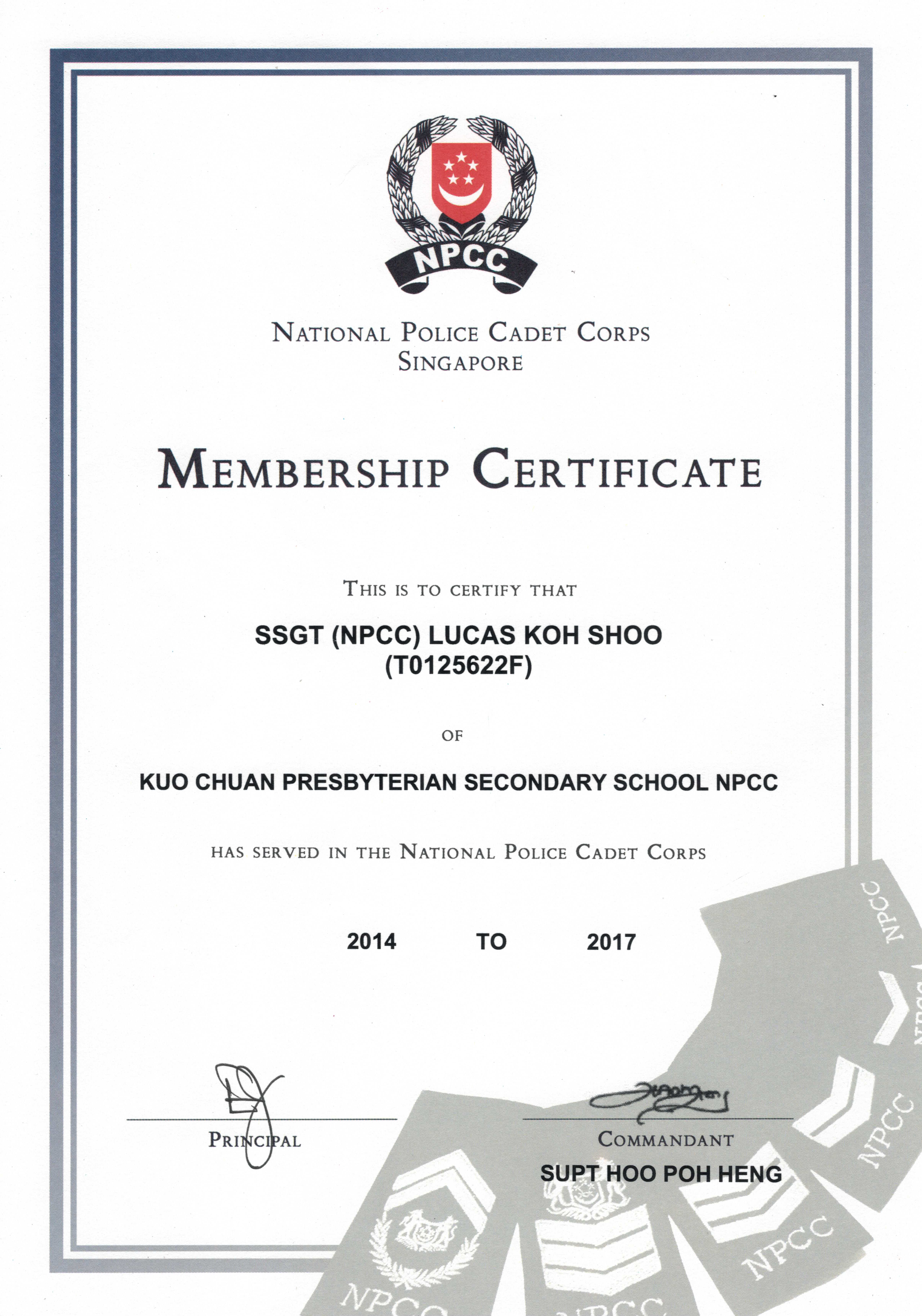 NPCC completion certificate